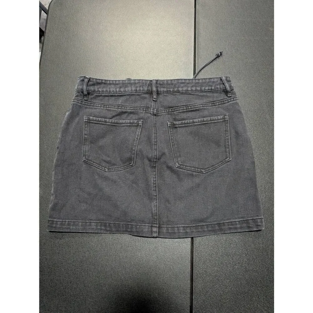 Kendall & Kylie Black Mid Rise Mini Criss Cross Drawstring Womens Denim Skirt 28